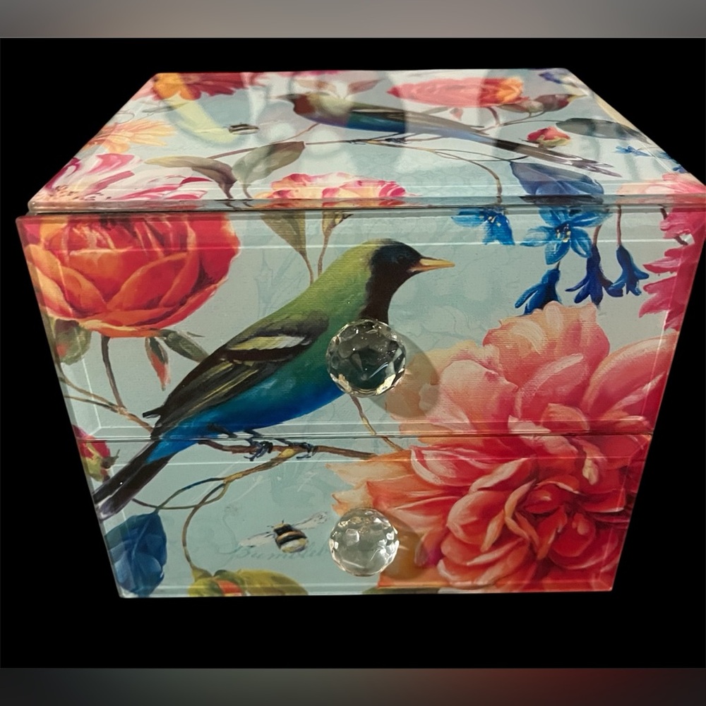 Floral and Bird Design Jewelry Box